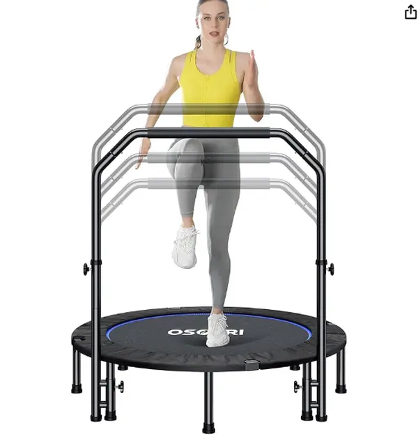 Trampolín plegable Osoeri de 122 cm para adultos, con capacidad máxima de 204 kg, minitrampolín con asa de espuma ajustable, ideal para entrenamiento en interiores y jardines.
