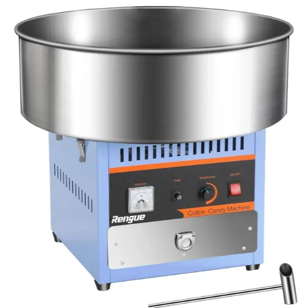 Máquina de algodón de azúcar comercial Rengue, regalo de Navidad, máquina eléctrica de algodón de azúcar de 1000 W, máquina para hacer algodón de azúcar con recipiente de acero inoxidable, cuchara para azúcar y cajón de almacenamiento, perfecta para fiest