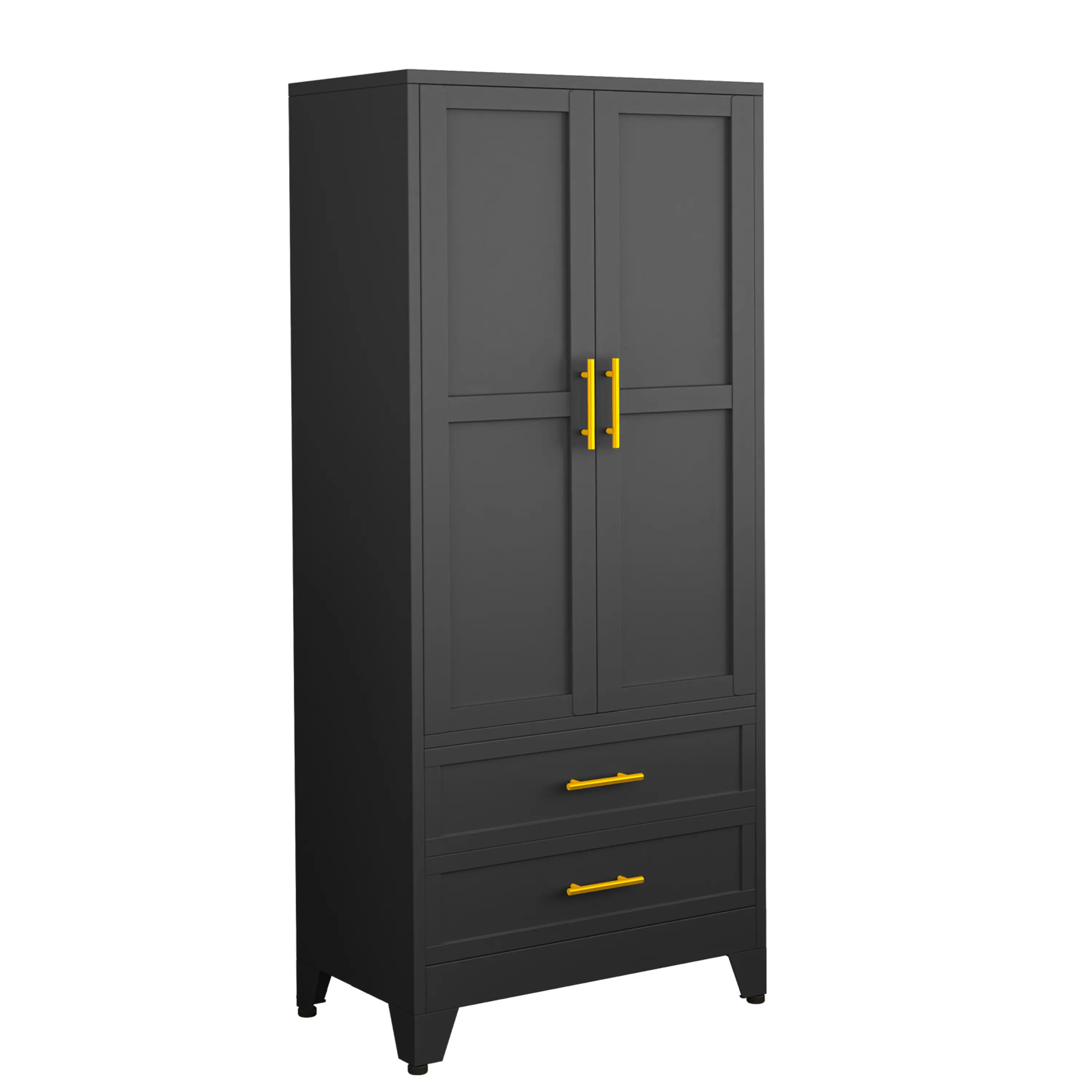 Armario metálico de 2 puertas y 2 cajones — Ropero de 71 pulgadas de altura con barras para colgar y estante ajustable — Gabinete de almacenamiento de acero para dormitorio — Gran regalo para el Día de la Madre