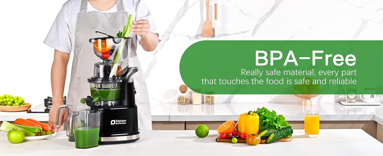 KITCHEN IN THE BOX Cold Press Juicer, Slow Masticating Juicer with Dual Feed Chutes, Dry Pulp, High Juice Yield, BPA-Free KITCHEN IN THE BOX Cold Press Juicer, Slow Masticating Juicer with Dual Feed Chutes, Dry Pulp, High Juice Yield, BPA-Free