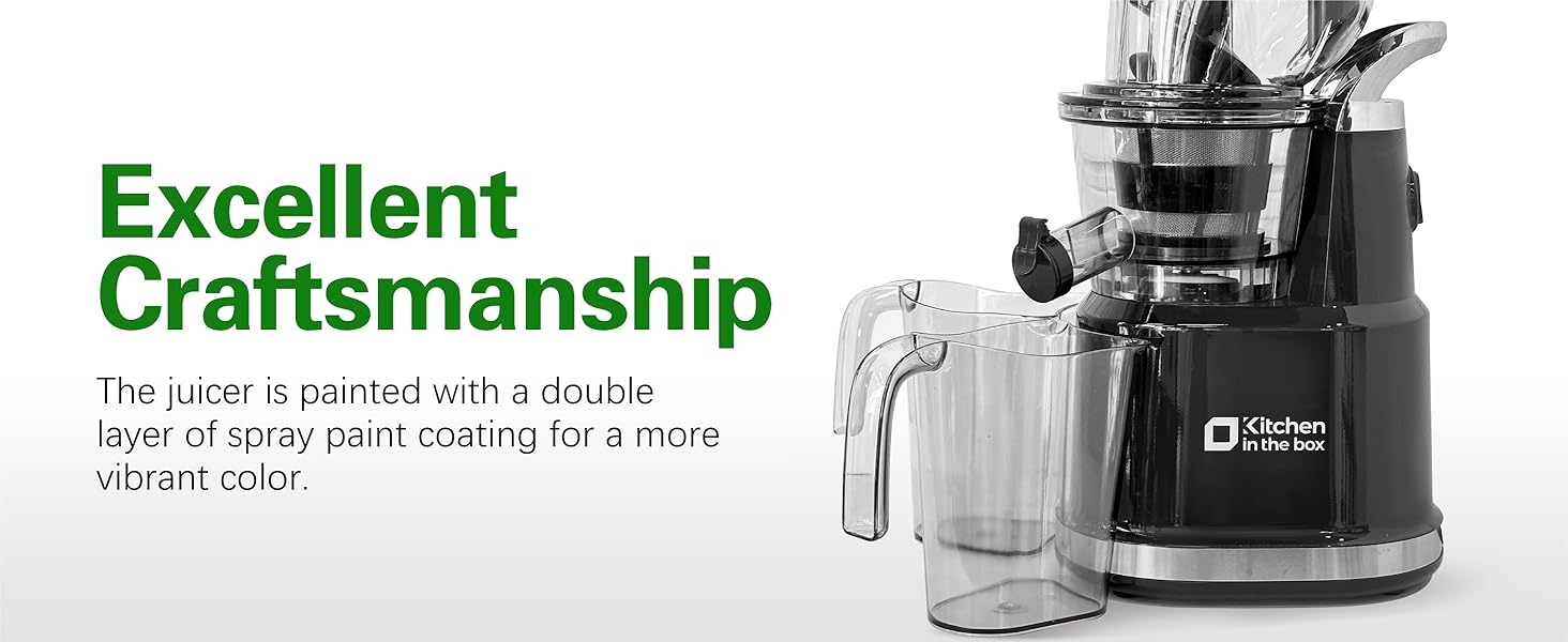 KITCHEN IN THE BOX Cold Press Juicer, Slow Masticating Juicer with Dual Feed Chutes, Dry Pulp, High Juice Yield, BPA-Free KITCHEN IN THE BOX Cold Press Juicer, Slow Masticating Juicer with Dual Feed Chutes, Dry Pulp, High Juice Yield, BPA-Free