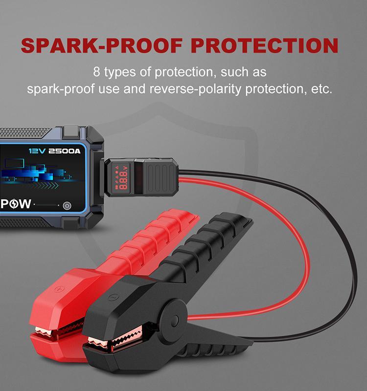 Arrancador de batería para coche de 2500 A de pico, arrancador portátil para motores de gasolina y diésel de hasta 8 litros con función de refuerzo, diseño de carga inalámbrica, batería de litio de 12 V, regalo para el Día del Padre, ofertas especiales.