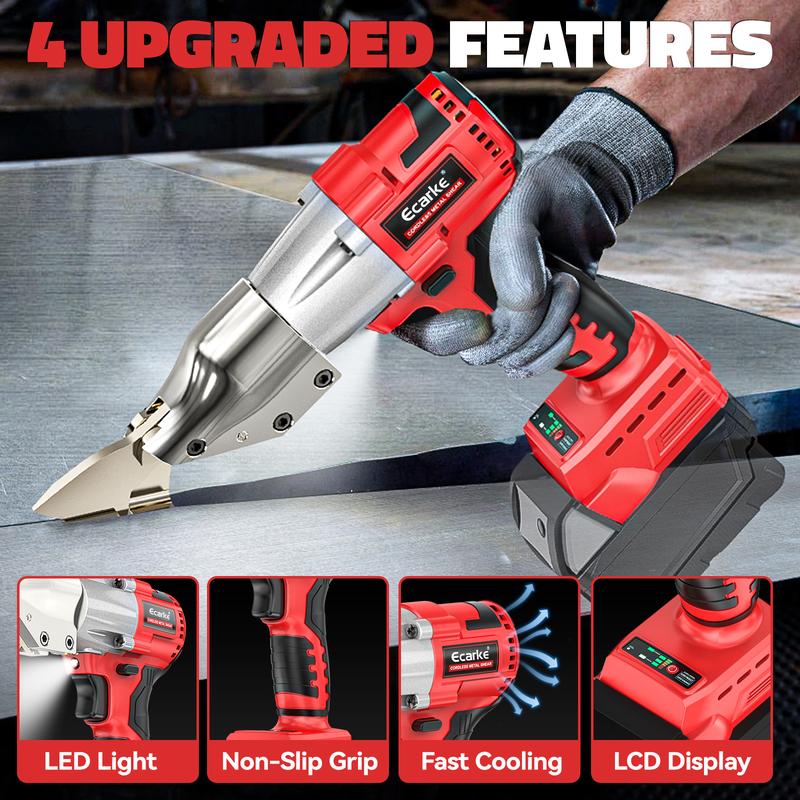 Cortadora de chapa metálica compatible con batería de iones de litio Milwaukee de 18 V (batería no incluida), cizalla para chapa metálica con par de 221 ft-lbs, corta materiales de calibre 18 (acero, cuero y alfombras) y cuenta con cabezal giratorio de 36
