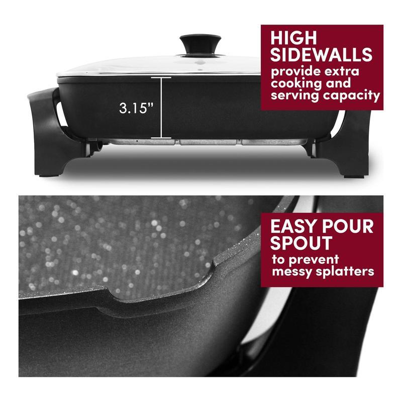 Sartén eléctrica Elite Platinum Jumbo de 10 cuartos con pico vertedor