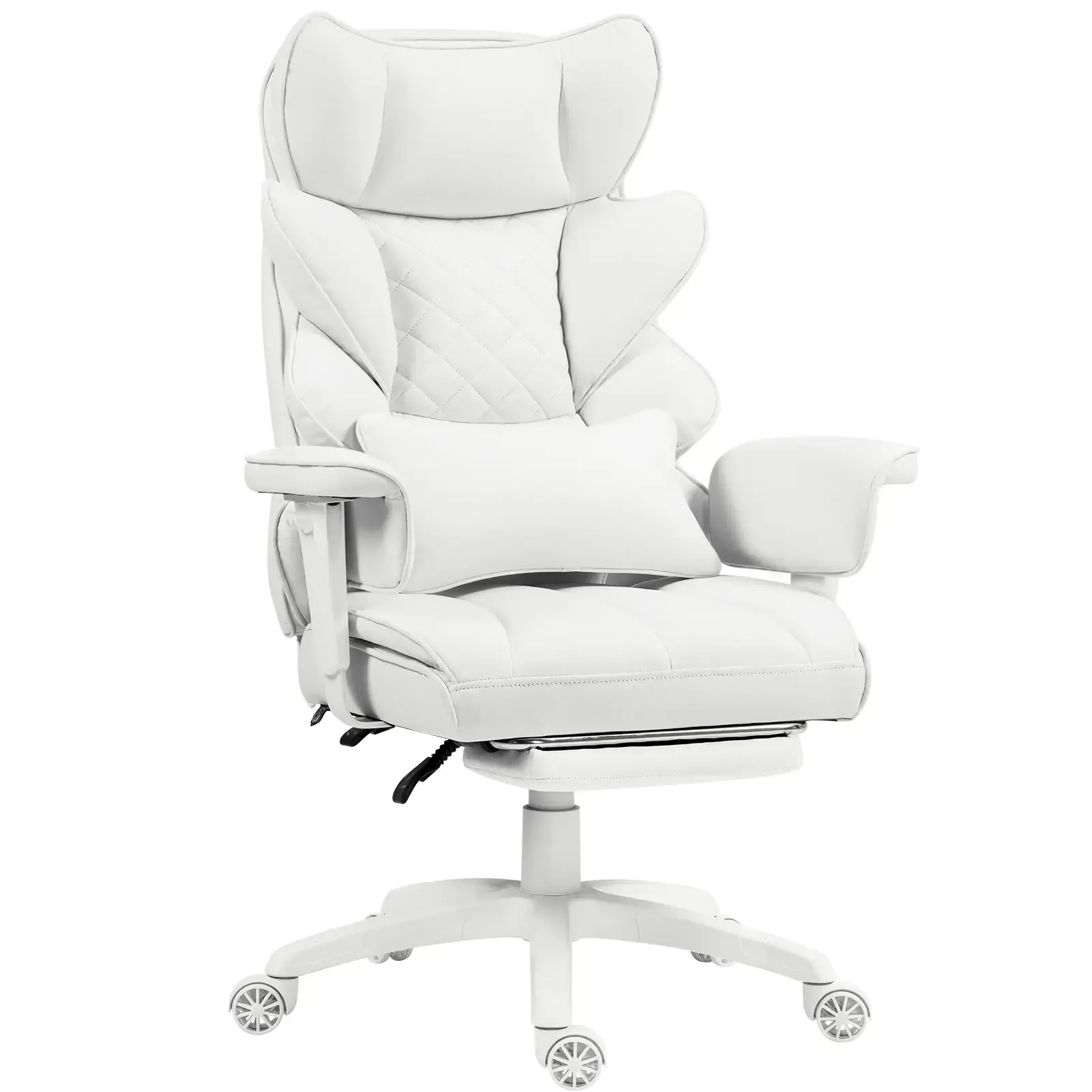 Silla de oficina grande y alta, silla ejecutiva para juegos con respaldo alto, cojín de resortes embolsados, soporte lumbar ajustable, reposabrazos y reposapiés.