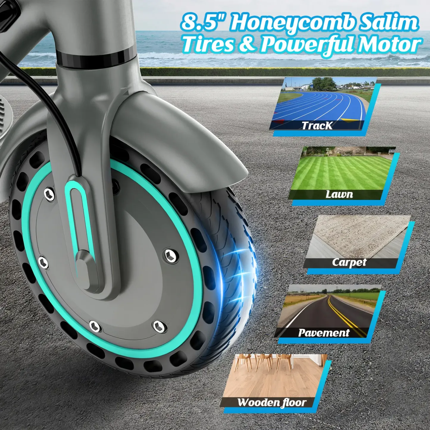 Patinete eléctrico potente de 350 W para adultos (2026), largo alcance (19-22 km), velocidad máxima (30 km/h), divertido patinete deportivo ajustable de 3 velocidades, batería de 36 V y 7,8 Ah, portátil, plegable, con control por aplicación.