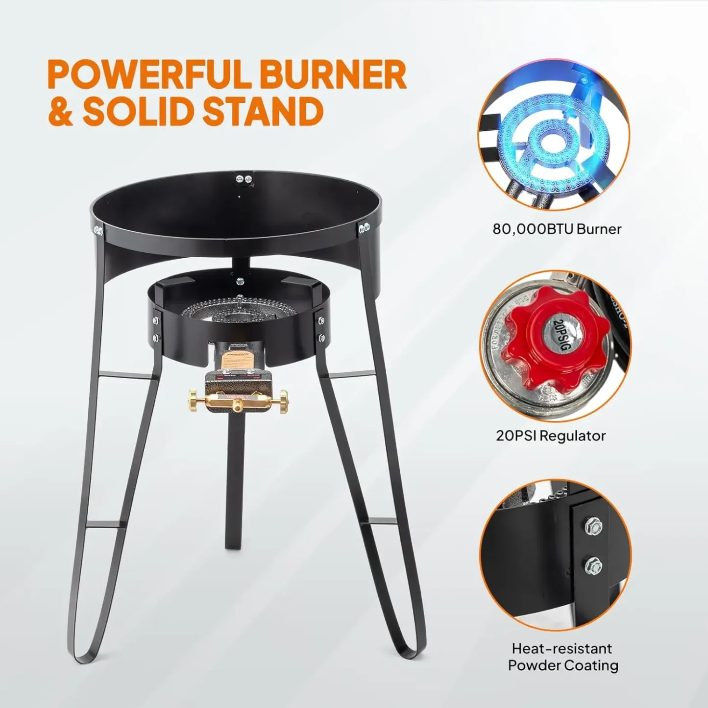 Juego de comal cóncavo de 23" con estufa de propano de 80,000 BTU, cocina de disco de acero inoxidable con soporte para quemador para cocinar en el patio y al aire libre, tacos para cocinar, carnitas, tortillas y salteados. SpringStatements