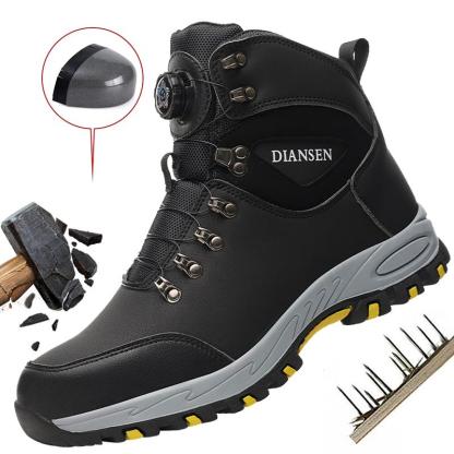 Botas de trabajo indestructibles, calzado de seguridad para hombre con puntera de acero, zapatillas resistentes a perforaciones, calzado de trabajo antideslizante, botas protectoras con hebilla giratoria, calzado para la construcción.
