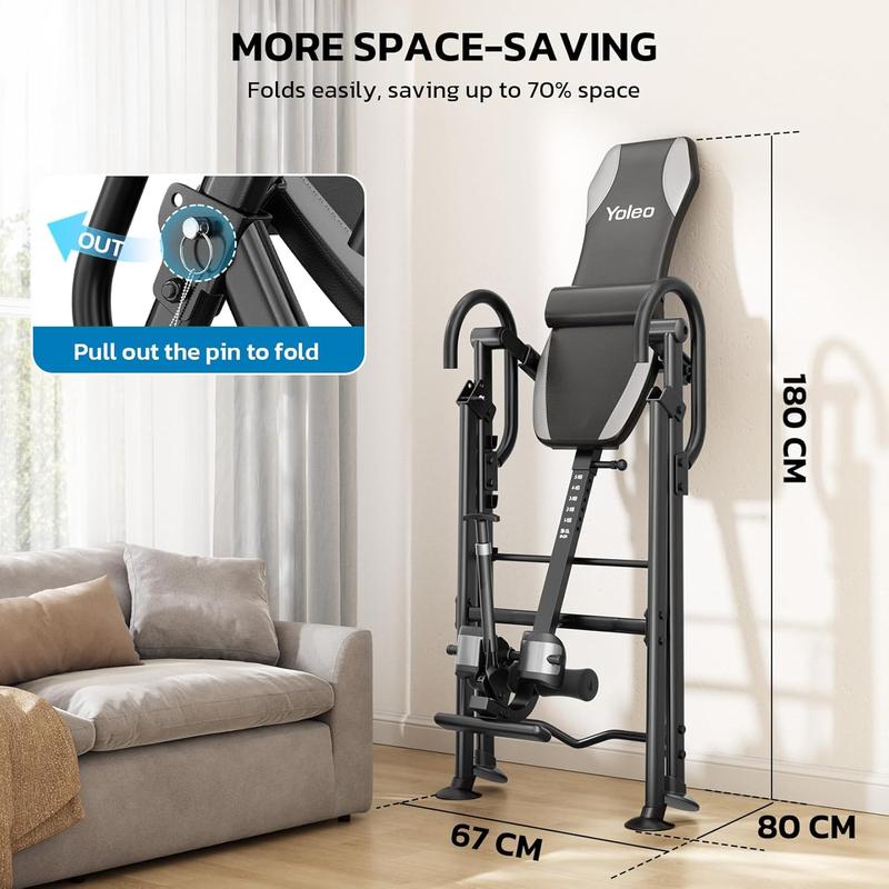 Mesa de inversión para aliviar el dolor de espalda y ciática cervical, capacidad de peso de 136 kg con soporte lumbar, cómodos soportes para los tobillos, máquina camilla de espalda fácil de montar.