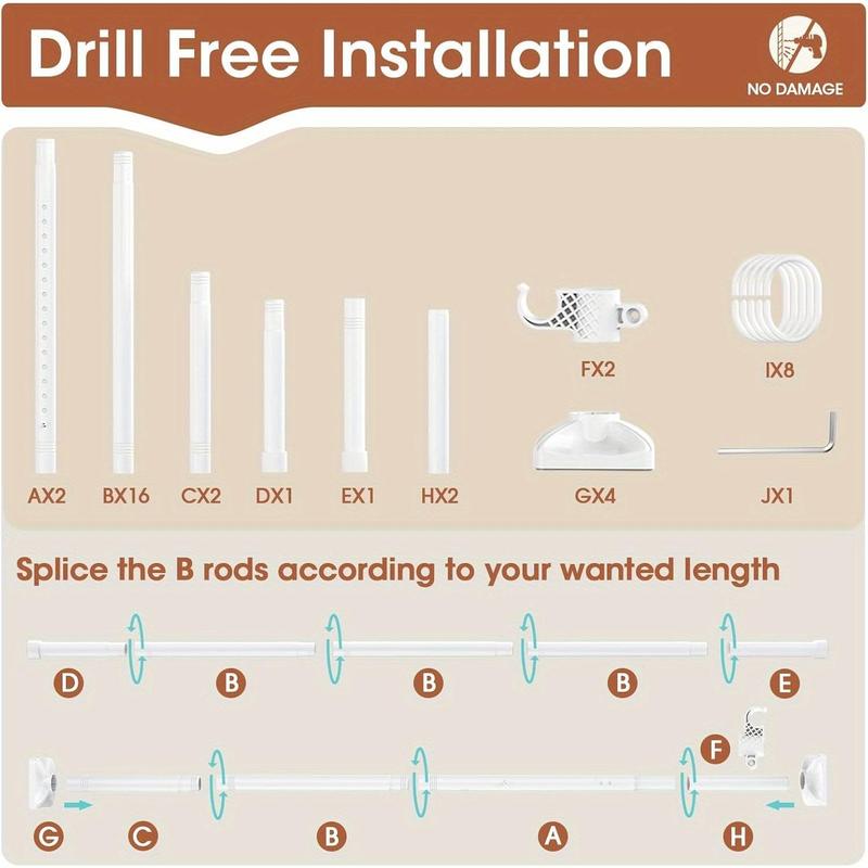Barra divisoria ajustable para dormitorio - Barra divisoria de alta resistencia para cortinas de 1,2 a 3 m de alto y 71 a 180 cm de ancho - Separador independiente sin taladros, soporte de cortina con tensión independiente (cortinas no incluidas)
