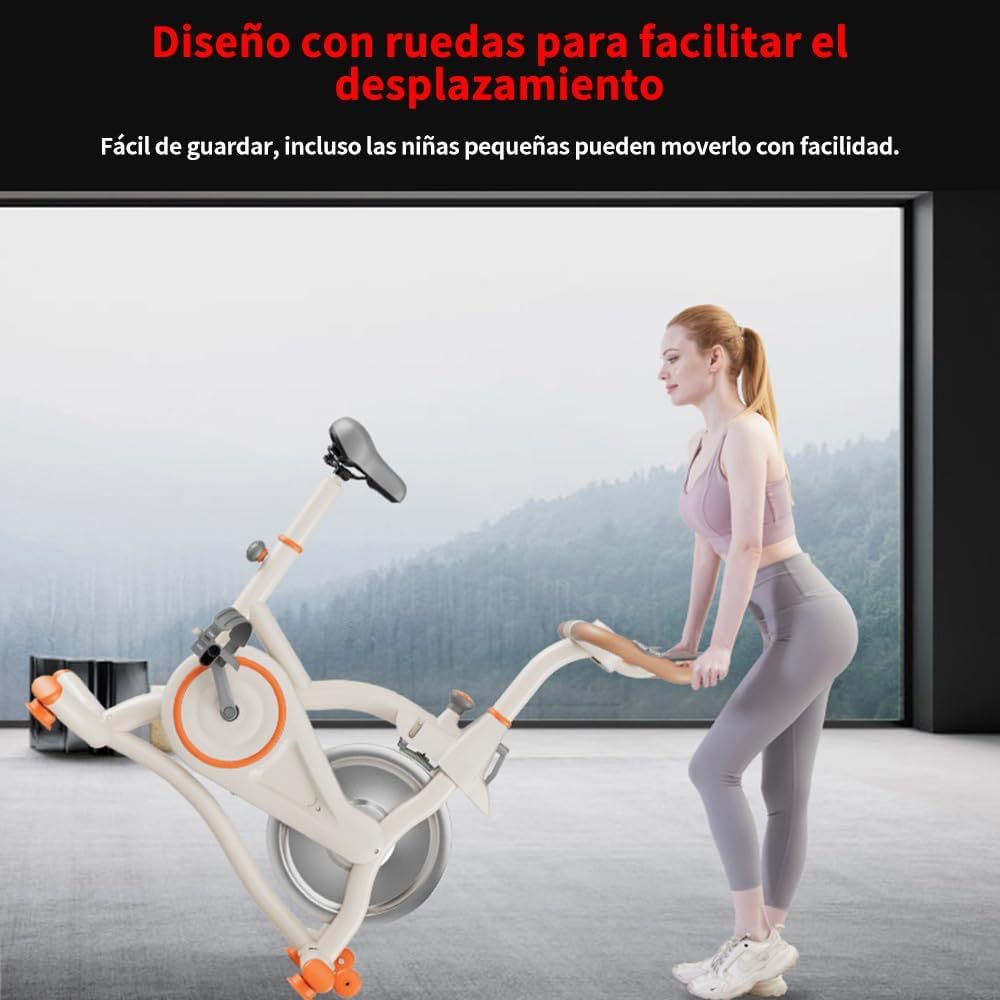 FINYQBET Bicicleta Fija，Bicicleta Estática Silenciosa con Pantalla LCD y Resistencia Ajustable, Soporta 120 kg, Altura Regulable en Asiento y Manillar, Ideal para Hogar y Rehabilitación Física