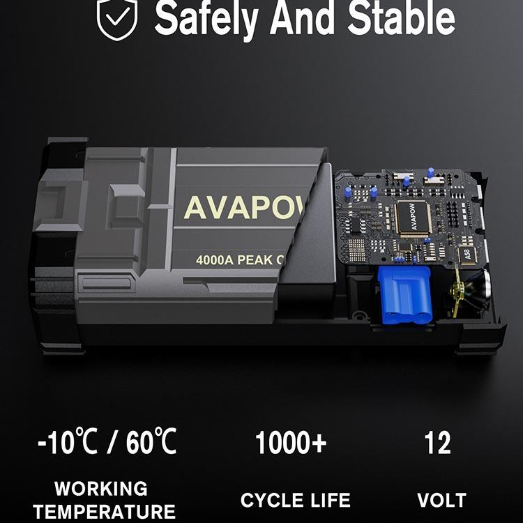 Arrancador de coche de 4000 A, arrancador de batería portátil (para todos los motores de gasolina o diésel de hasta 10 litros), batería auxiliar portátil, caja de arranque de 12 V para automóviles, luz LED.