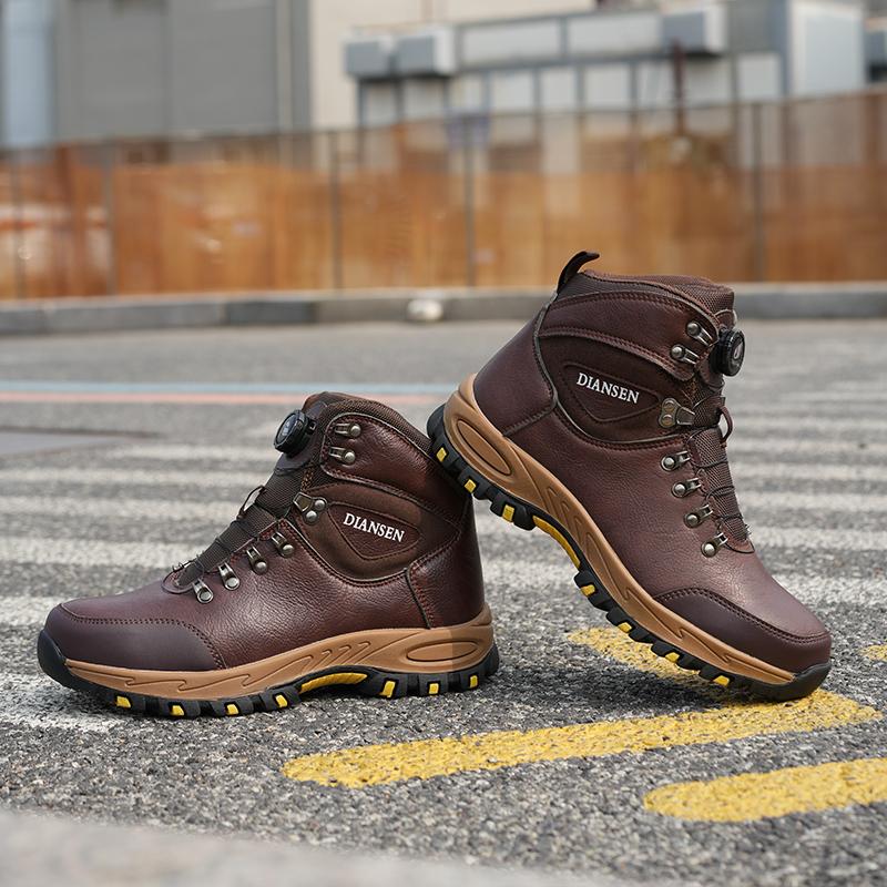 Botas de trabajo indestructibles, calzado de seguridad para hombre con puntera de acero, zapatillas resistentes a perforaciones, calzado de trabajo antideslizante, botas protectoras con hebilla giratoria, calzado para la construcción.