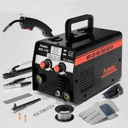 Soldadora MIG-145 de núcleo fundente, 145 A, 110 V, sin gas, MIG/Stick/Lift TIG, 3 en 1, portátil, con inversor IGBT y control sinérgico.