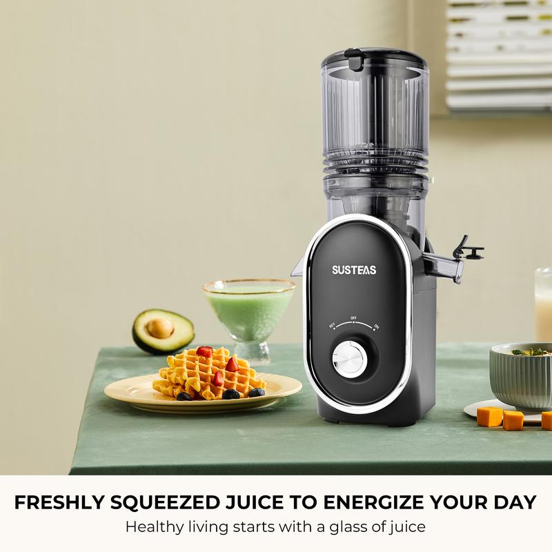 Exprimidor de prensado en frío, boca de alimentación grande de 5,3 pulgadas, conducto masticador lento, para verduras y frutas enteras, alto rendimiento, fácil de limpiar, acero Springtok