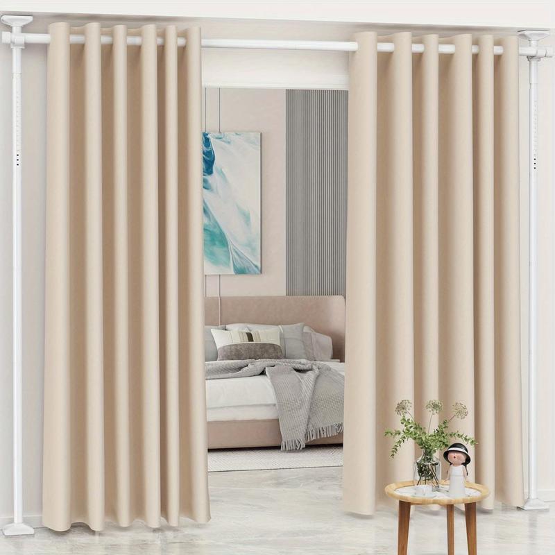 Barra divisoria ajustable para dormitorio - Barra divisoria de alta resistencia para cortinas de 1,2 a 3 m de alto y 71 a 180 cm de ancho - Separador independiente sin taladros, soporte de cortina con tensión independiente (cortinas no incluidas)