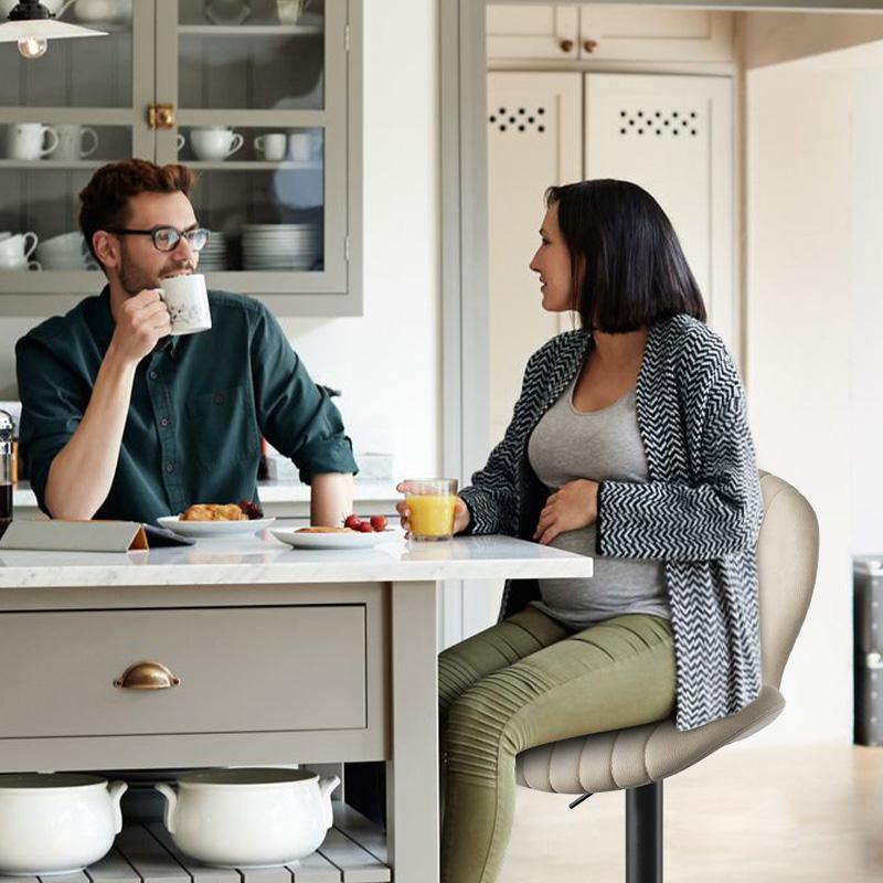 Juego de taburetes de bar modernos de 1/2, sillas giratorias, altura de mostrador con respaldo alto, fácil montaje en 3-5 minutos para bar, cocina y comedor, color beige