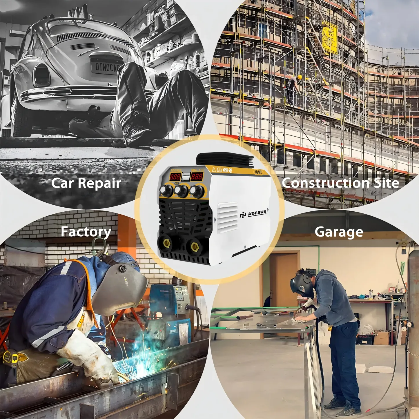 Soldadora portátil MMA-155: voltaje dual 110 V/220 V, salida de 120 A, pantalla digital, protección contra sobrecargas, kit completo de soldadura para el hogar, la reparación de automóviles y la construcción.