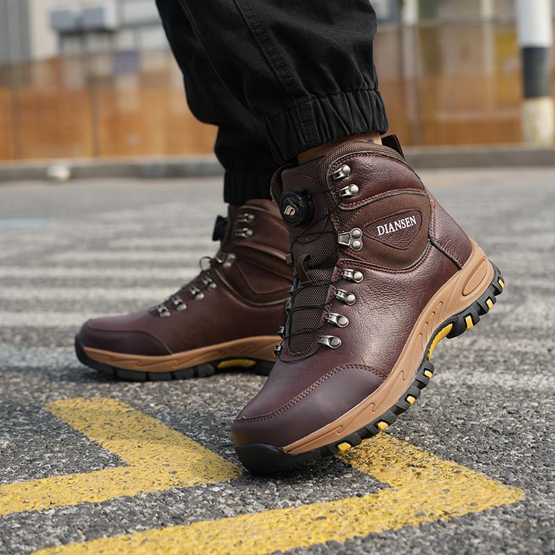 Botas de trabajo indestructibles, calzado de seguridad para hombre con puntera de acero, zapatillas resistentes a perforaciones, calzado de trabajo antideslizante, botas protectoras con hebilla giratoria, calzado para la construcción.