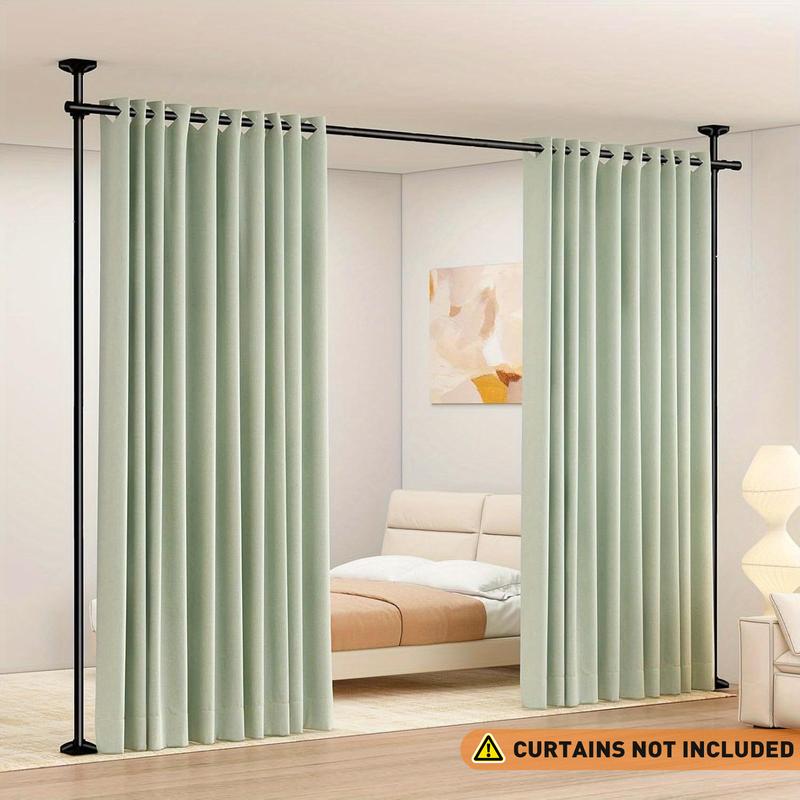 Barra divisoria ajustable para dormitorio - Barra divisoria de alta resistencia para cortinas de 1,2 a 3 m de alto y 71 a 180 cm de ancho - Separador independiente sin taladros, soporte de cortina con tensión independiente (cortinas no incluidas)