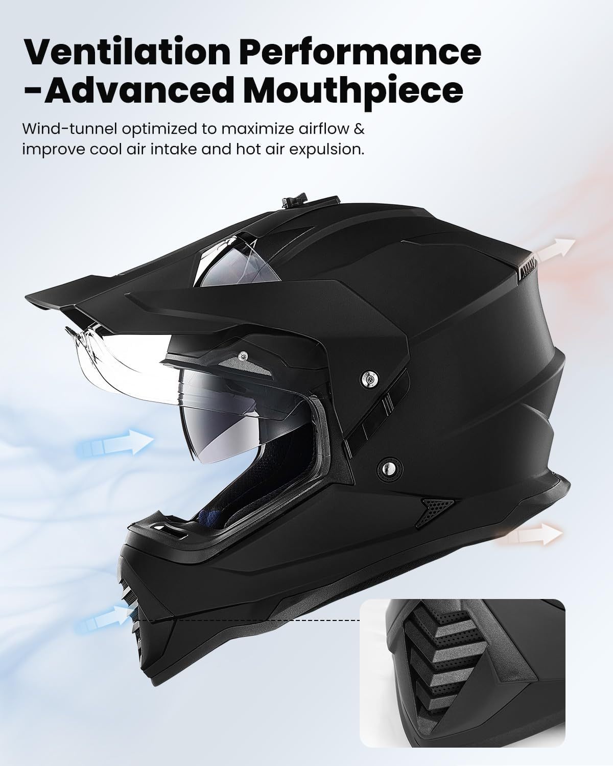 ILM - Casco de motocicleta de aventura doble deportivo compatible con Pinlock, visera para motos de nieve, ATV y todoterreno, modelo WS902