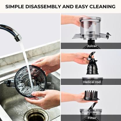 Exprimidor de prensado en frío, boca de alimentación grande de 5,3 pulgadas, conducto masticador lento, para verduras y frutas enteras, alto rendimiento, fácil de limpiar, acero Springtok