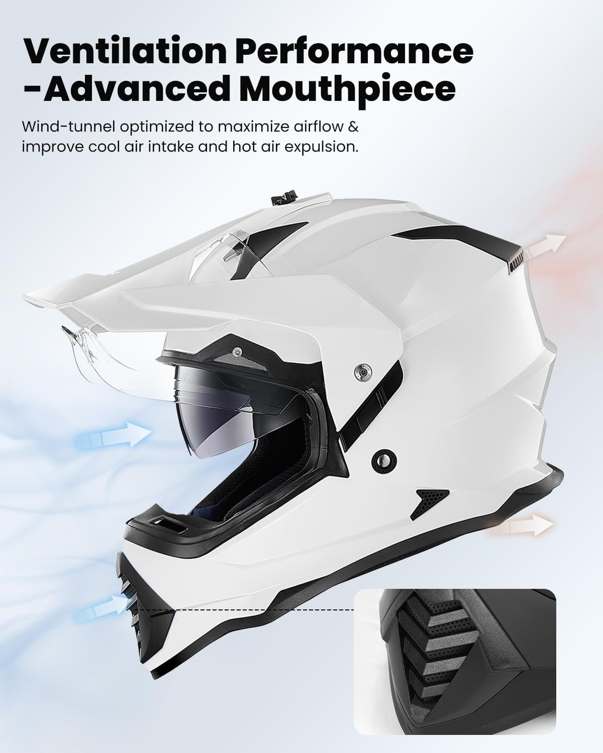 ILM - Casco de motocicleta de aventura doble deportivo compatible con Pinlock, visera para motos de nieve, ATV y todoterreno, modelo WS902