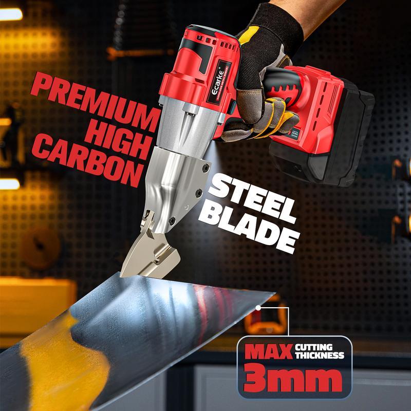 Cortadora de chapa metálica compatible con batería de iones de litio Milwaukee de 18 V (batería no incluida), cizalla para chapa metálica con par de 221 ft-lbs, corta materiales de calibre 18 (acero, cuero y alfombras) y cuenta con cabezal giratorio de 36