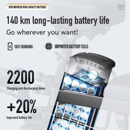 Bicicleta eléctrica plegable con motor de 500 W, neumáticos de 14 pulgadas y batería de 48 V y 15 Ah. Autonomía de 30 millas. Bicicleta urbana inteligente con absorción de impactos certificada. Potencia máxima de 1000 W y autonomía de 100 km. Diseño plega