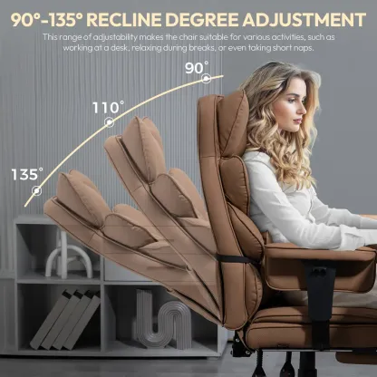 Silla de oficina grande y alta, silla ejecutiva para juegos con respaldo alto, cojín de resortes embolsados, soporte lumbar ajustable, reposabrazos y reposapiés.