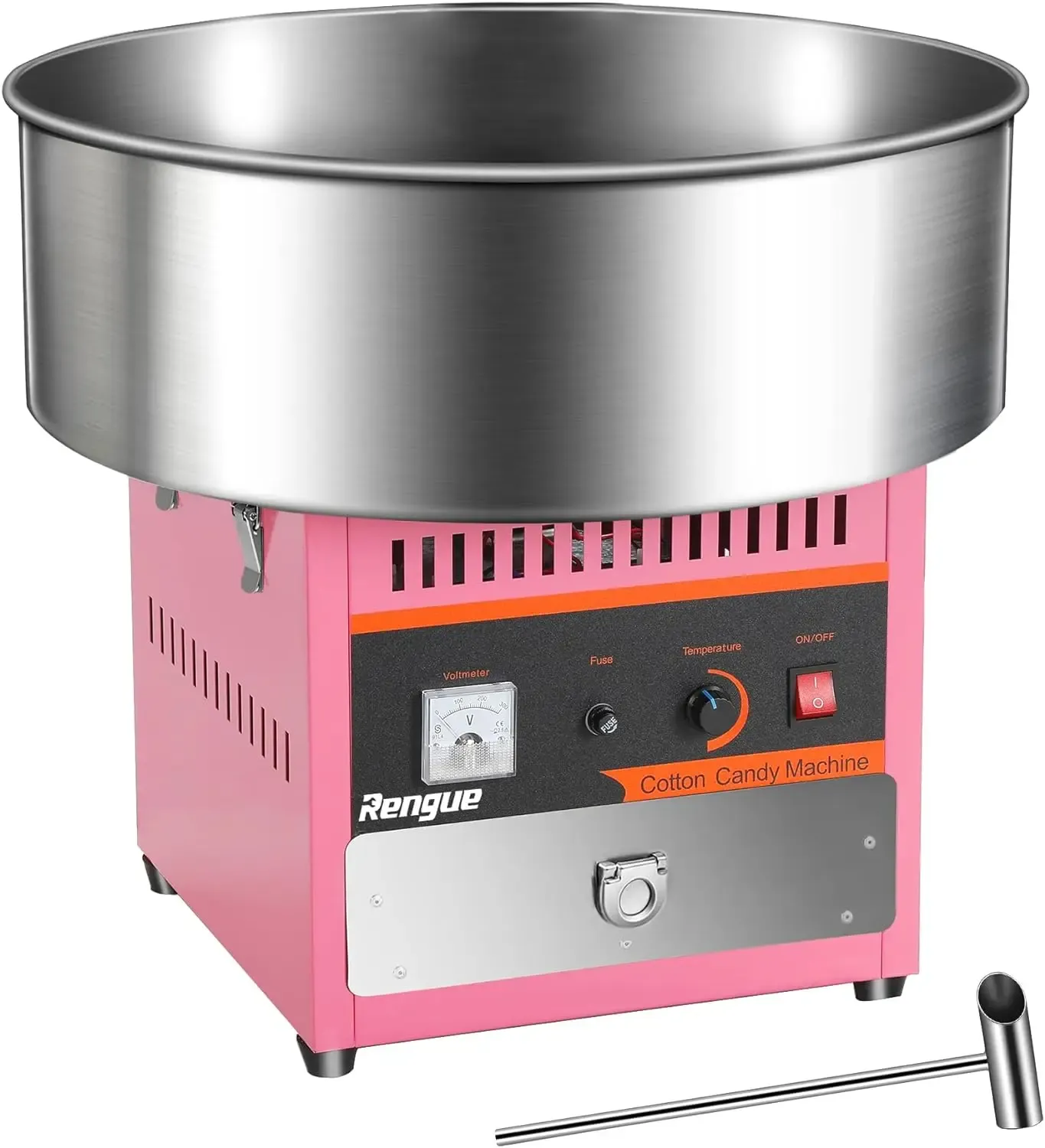 Máquina de algodón de azúcar comercial Rengue, regalo de Navidad, máquina eléctrica de algodón de azúcar de 1000 W, máquina para hacer algodón de azúcar con recipiente de acero inoxidable, cuchara para azúcar y cajón de almacenamiento, perfecta para fiest
