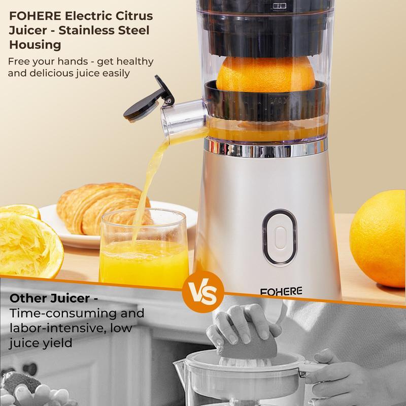 Electric Citrus Juicer Hands Free, Orange Lime Grapefruit Juicer Squeezer, One Touch Operation, Easy to Clean Juice Maker