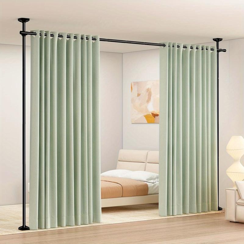 Barra divisoria ajustable para dormitorio - Barra divisoria de alta resistencia para cortinas de 1,2 a 3 m de alto y 71 a 180 cm de ancho - Separador independiente sin taladros, soporte de cortina con tensión independiente (cortinas no incluidas)