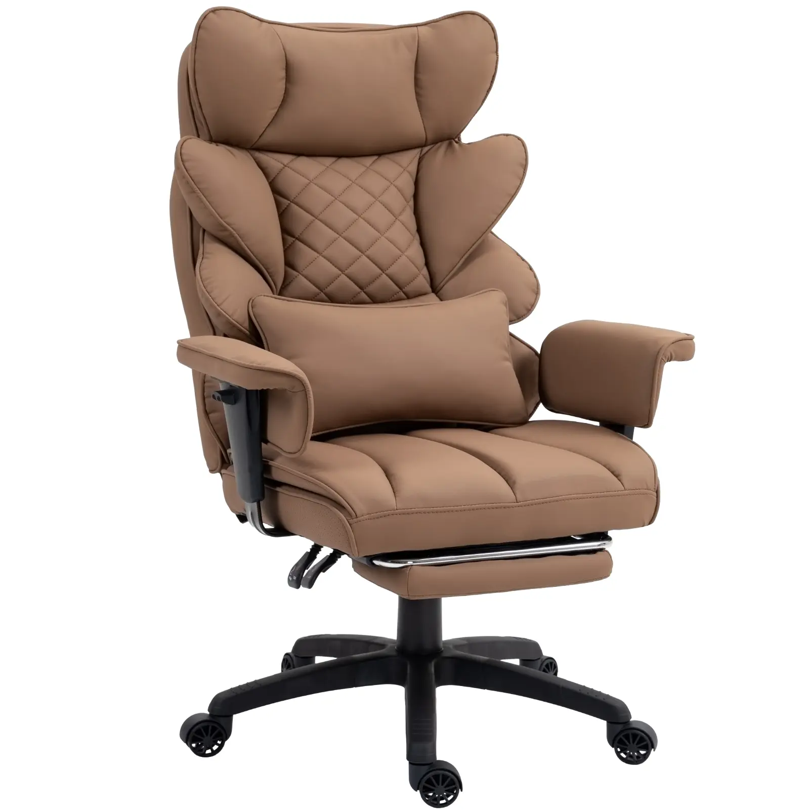 Silla de oficina grande y alta, silla ejecutiva para juegos con respaldo alto, cojín de resortes embolsados, soporte lumbar ajustable, reposabrazos y reposapiés.