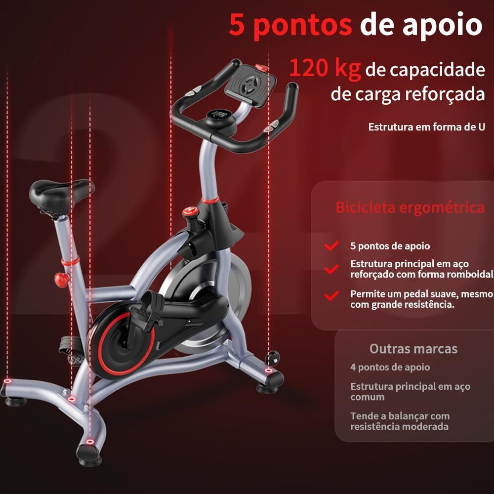FINYQBET Bicicleta Fija，Bicicleta Estática Silenciosa con Pantalla LCD y Resistencia Ajustable, Soporta 120 kg, Altura Regulable en Asiento y Manillar, Ideal para Hogar y Rehabilitación Física