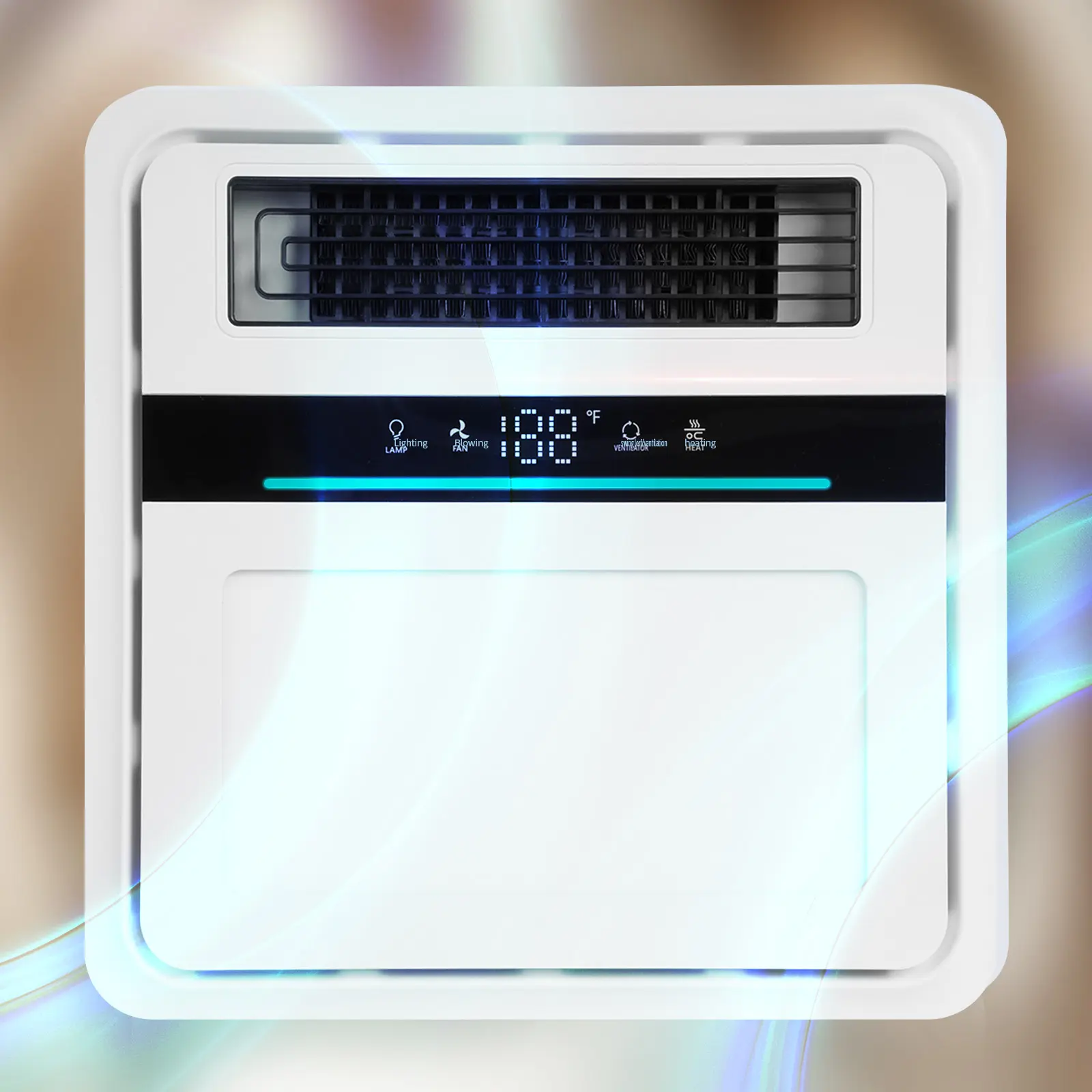 Extractor de aire para baño con luz y calefactor, 4 en 1, 1900 W de potencia, control remoto, silencioso y potente para ventilación, iluminación y calefacción (multicolor, 1700 W).