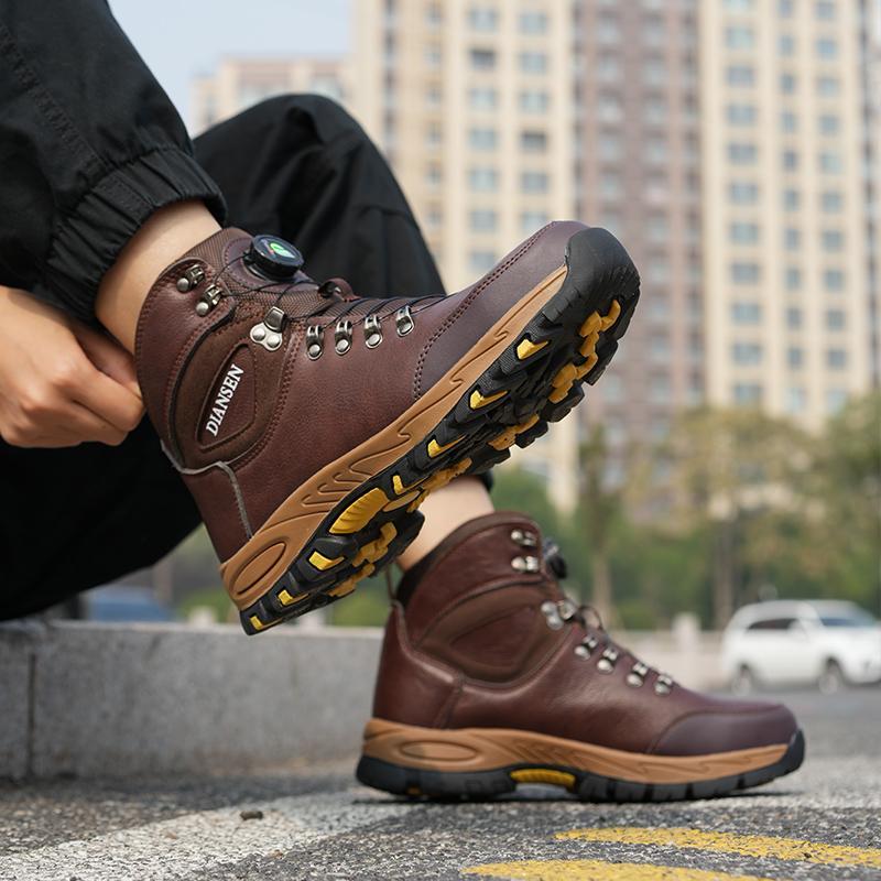 Botas de trabajo indestructibles, calzado de seguridad para hombre con puntera de acero, zapatillas resistentes a perforaciones, calzado de trabajo antideslizante, botas protectoras con hebilla giratoria, calzado para la construcción.