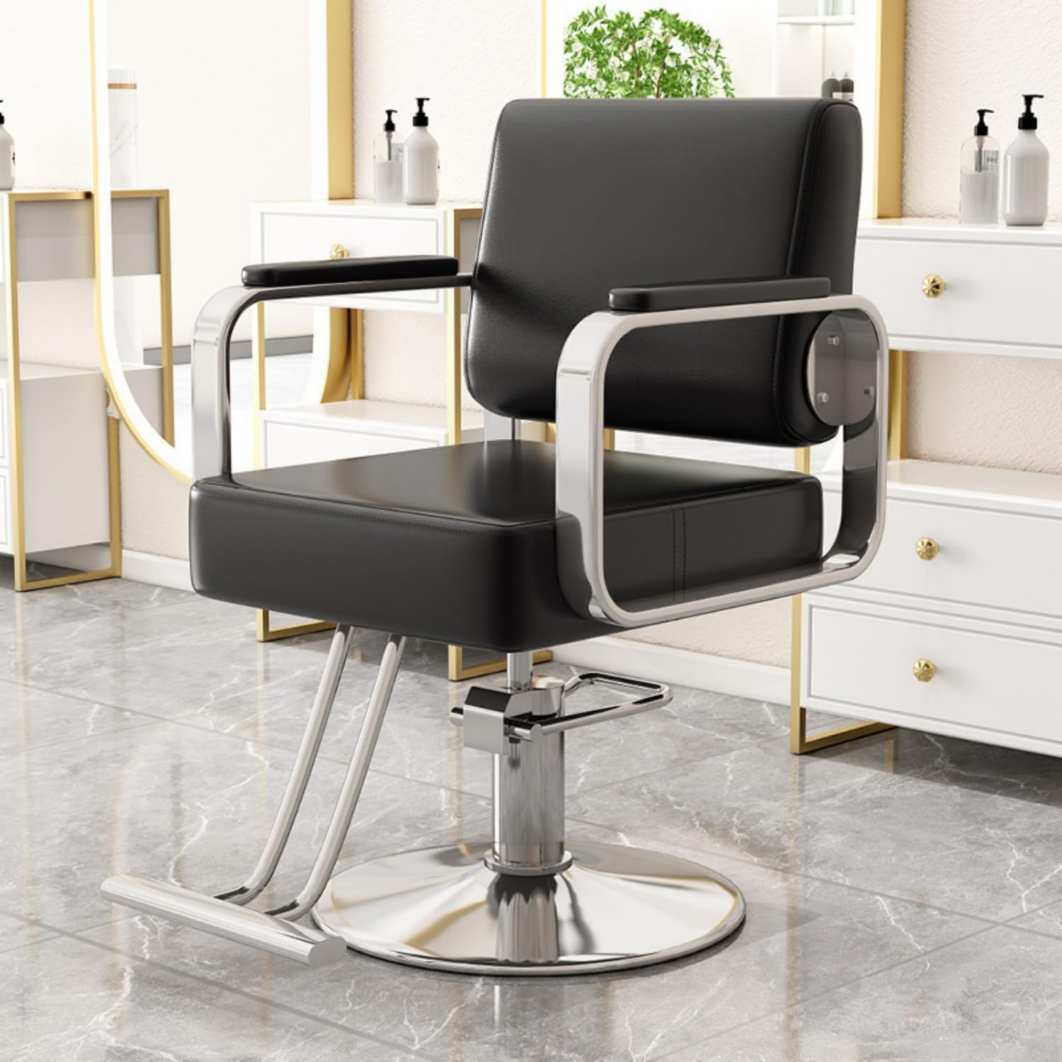 Silla de barbero reclinable para salón de Belleza Sillas de barbero giratorias de 360 Grados Estilista de peluquería Silla de salón de Tatuajes Equipo de Peinado,A,Upgrade