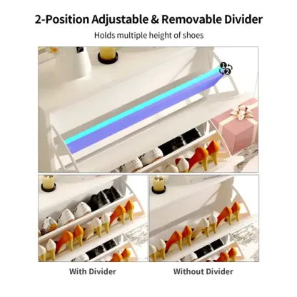 Zapatero con 2 cajones abatibles para entrada estrecha, zapatero organizador para dormitorio