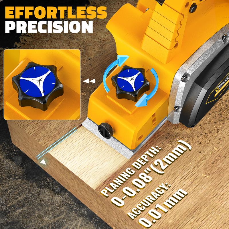 Cepillo eléctrico manual inalámbrico de 3-1/4 pulgadas, compatible con baterías Dewalt de 20 V (¡Batería no incluida!), 15000 RPM, para trabajos de carpintería, ebanistería y bricolaje en el hogar.