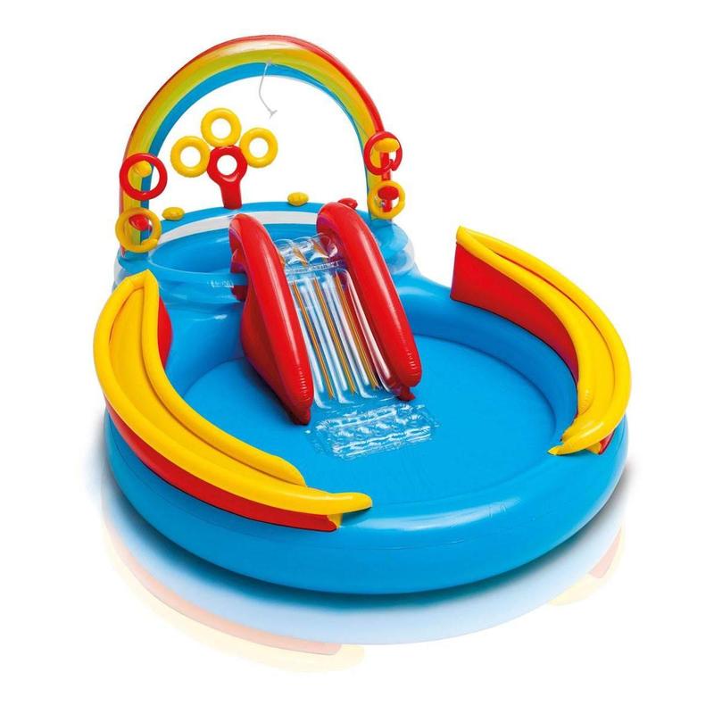 Tobogán inflable Intex Rainbow Slide para niños con centro de juegos con aros y bolas para niños de 2 años en adelante