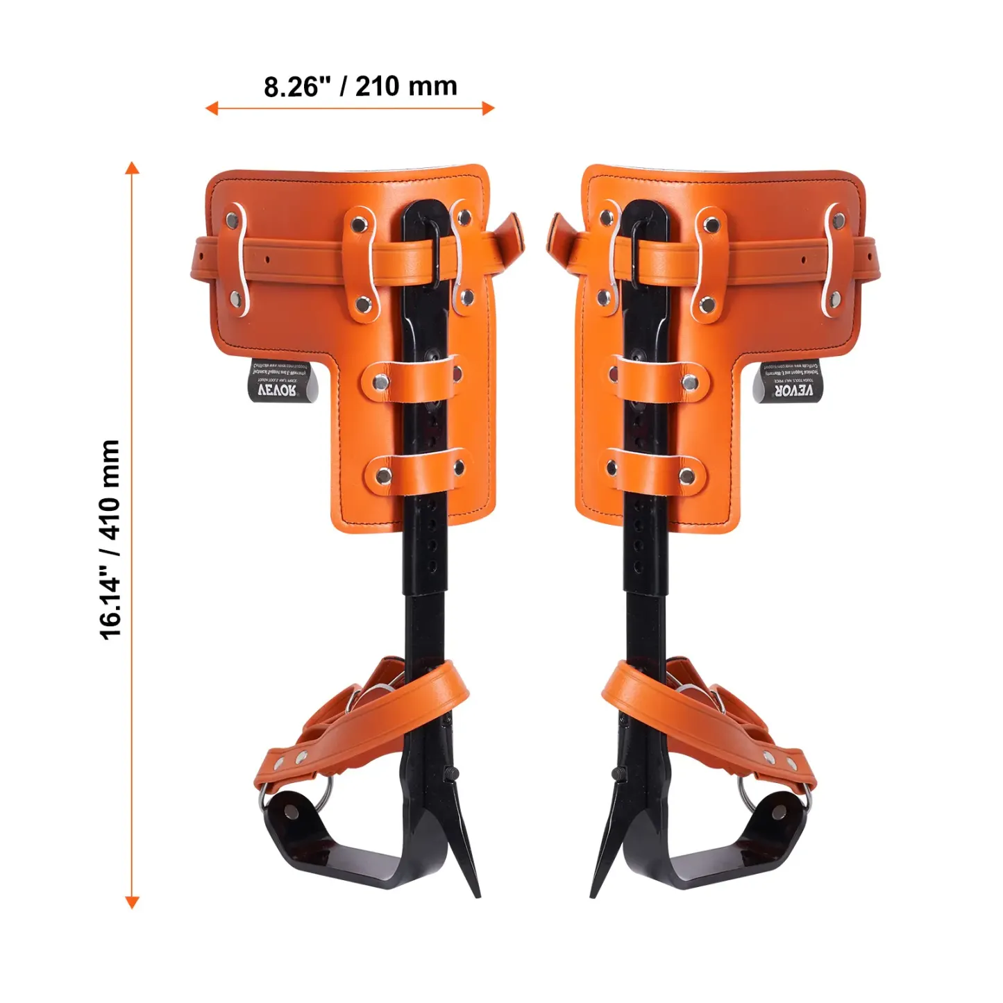 Juego de púas para trepar árboles, 1 par de espuelas de acero de aleación con cuerda y arnés de seguridad, capacidad de carga de 159 kg, equipo de arboricultura para trepar árboles, recolección de frutas, color naranja