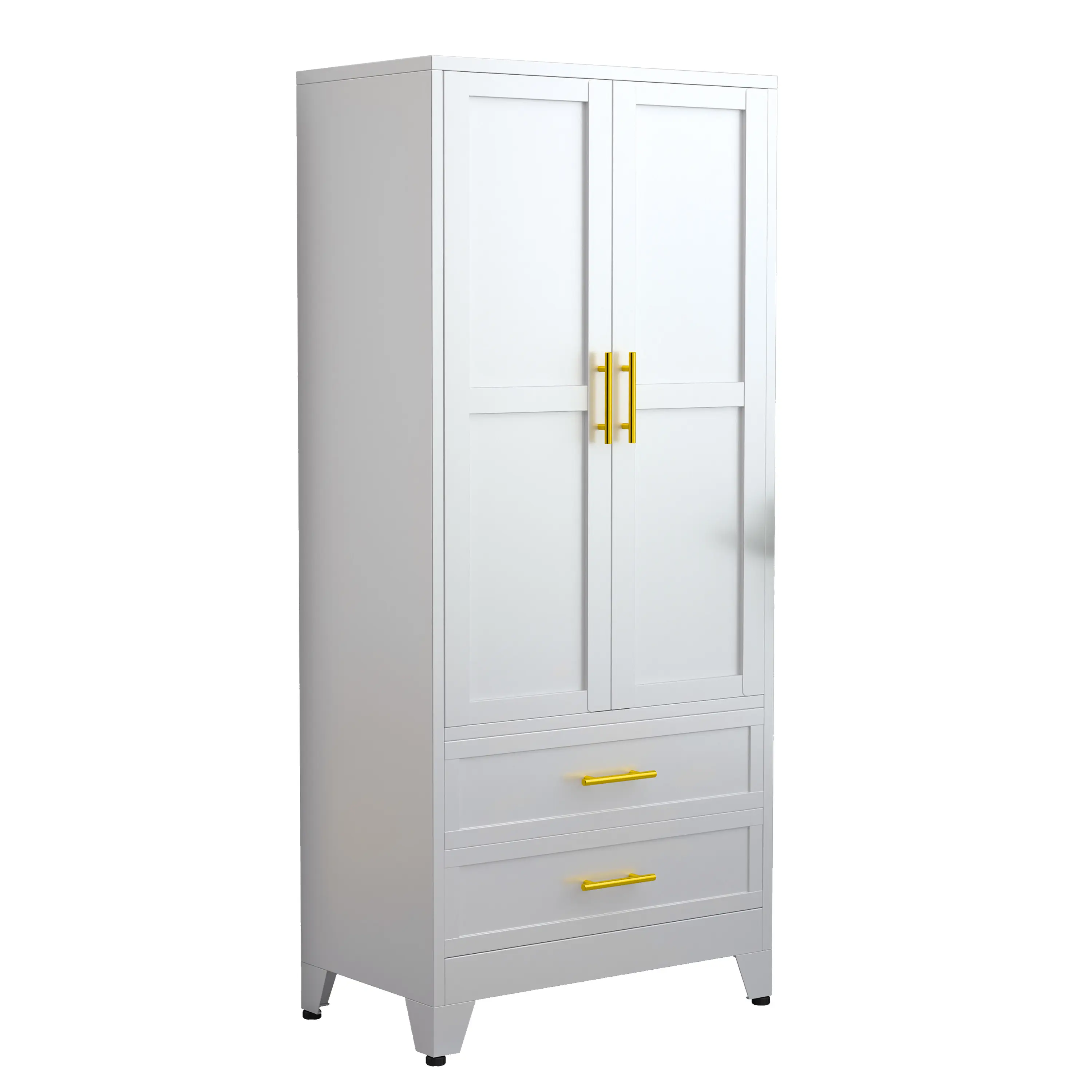 Armario metálico de 2 puertas y 2 cajones — Ropero de 71 pulgadas de altura con barras para colgar y estante ajustable — Gabinete de almacenamiento de acero para dormitorio — Gran regalo para el Día de la Madre