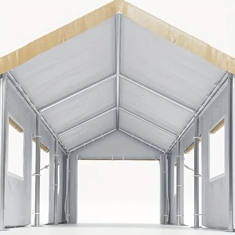 Carpa para autos de alta resistencia de 13'x20', toldo para autos con paredes laterales y puertas extraíbles, garaje portátil extragrande para autos con ventanas enrollables y lona para todas las estaciones, para autos, camionetas, SUV, gris