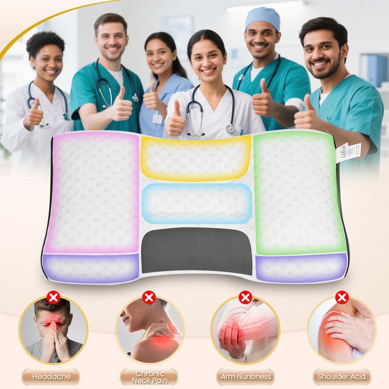 Almohada de masaje de cuello para parejas: soporte ortopédico ergonómico ajustable, núcleo de almohada suave de alta calidad, funda de almohada de punto desmontable, alivia el dolor de cuello, ayuda a dormir. Altura ergonómica para un soporte cervical ópt