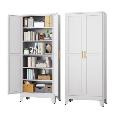 Alacena de 190 cm de alto, armario de cocina con 2 puertas y 5 estantes ajustables, de metal blanco, ideal para cocina, comedor, sala y baño.