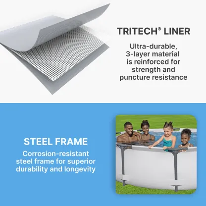 Piscina redonda desmontable Bestway Steel Pro MAX para exteriores con bomba, de 30 a 42 pulgadas de profundidad