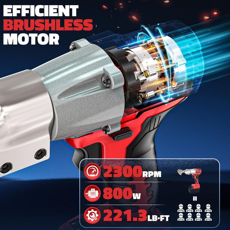 Cortadora de chapa metálica compatible con batería de iones de litio Milwaukee de 18 V (batería no incluida), cizalla para chapa metálica con par de 221 ft-lbs, corta materiales de calibre 18 (acero, cuero y alfombras) y cuenta con cabezal giratorio de 36