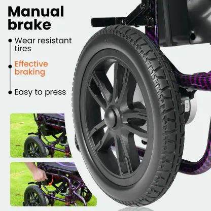 Silla de ruedas eléctrica para adultos, plegable, con doble motor de 360 ​​W, autonomía de hasta 15 millas, velocidad máxima de 4 MPH y capacidad de carga de hasta 286 libras.