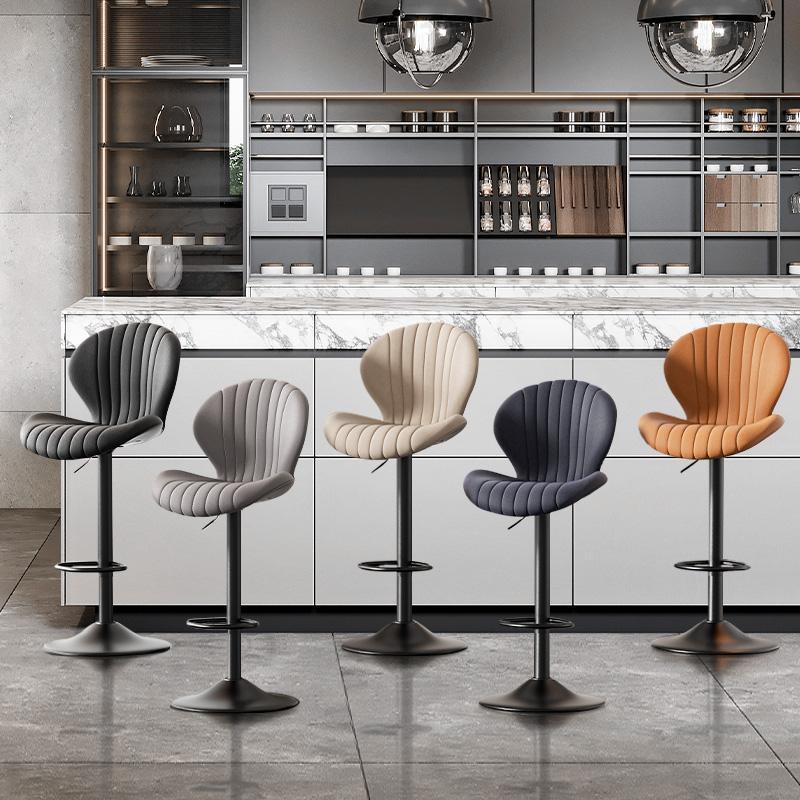 Juego de taburetes de bar modernos de 1/2, sillas giratorias, altura de mostrador con respaldo alto, fácil montaje en 3-5 minutos para bar, cocina y comedor, color beige